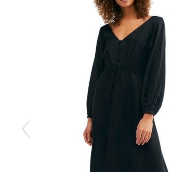 NEW! FREE PEOPLE Later Days Black Midi Dress 4. - Picture 2 of 7